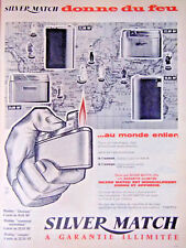 PUBLICITÉ 1961 SILVER MATCH BRIQUET ARGENT MASSIF COMPOUND A GARANTI ILLIMITÉE
