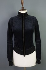 MARITHE FRANCOIS GIRBAUD Blue Ultra Long Sleeve Wool Full Zip Velour Jacket US 5