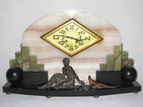 09e15 ancienne horloge marbre - horloge,