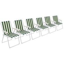 Portable Low pliant Camping Patio Plage Chaise Meubles - x6 Stripe vert