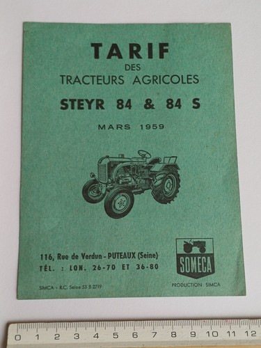 Carton tarif tracteurs steyr - tarif,