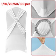 1/10 /20/50/100 X Housses Chaise Blanc Dîner Spandex Slip Siège Mariage Plat