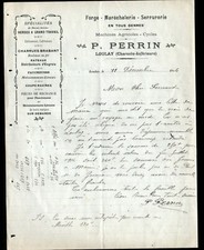 LOULAY (17) FORGE SERRURERIE MARECHALERIE machines agricoles "P. PERRIN" en 1914