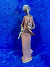 Nao Lladro "Autumn Stroll" Lady w/Cat 12.5" Figurine Mint