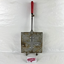 ➜WAFFLE MAKER / DEVICE CROQUE MOLD MONSIEUR x4 L'étoile vintage old from France