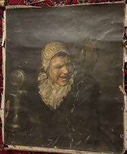 Frans Hals Oil Painting, ‘Malle Babbe” 1600s. Dutch Antique. Hemp Canvas 26”x31”