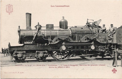 Carte postale les - les, locomotives