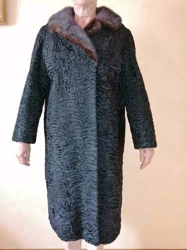 Manteau femme astrakan noir - manteau,
