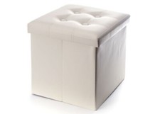 Pouf Salon Récipient Cuir Éco Carré Couleur Unie Différentes Couleurs