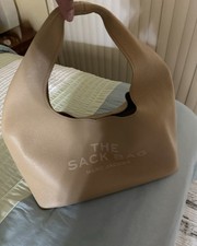 AUTH NWT MARC JACOBS The LARGE Sack Pebbled Leather Hobo Bag Beige/ Tan