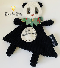 4441🌟LES DEGLINGOS Doudou Plat Mouchoir Panda Ours Rototos Velours Noir Blanc