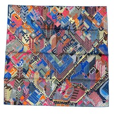 HERMES Carre 90 Scarf Pantin city Silk 100% Multicolor Authentic