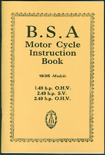 Manuel De Moto BSA 1935 1,49 Ch 2,49 Ch OHV 2,49 Ch SV Livre En Papier