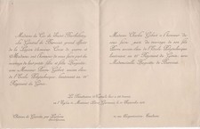 1934 Pierre GOBERT & Huguette de BARESCUT wedding announcement