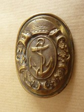 RARE BOUCLE DE CEINTURE À COURONNE DUCALE OFFICIER DE MARINE XIXe bicorne amiral
