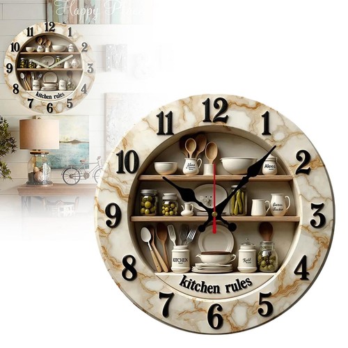 30cm horloge cuisine - 30cm, bois