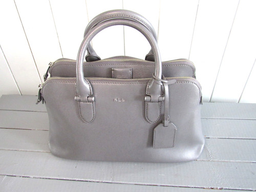 Sac cuir gris double - cuir, dome