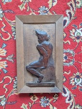 NUDE WOODEN SCULPTURE MAN ACADEMIC - NABIS, BAS RELIEFS SIGN