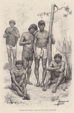 Équateur Ethnologie Original Gravure sur Bois Fritel 1883