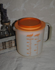 🌟TUPPERWARE Pichet Gradué Bol Batteur Mélangeur 1.2 L Complet Orange Ancien
