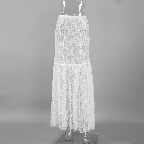 Jupe longue maxi dentelle - maxi, en
