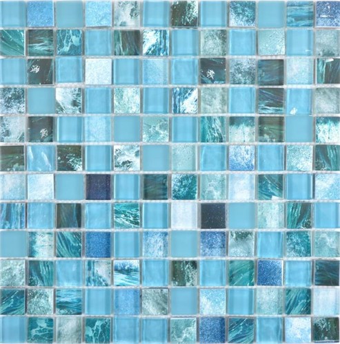 Mosaïque verre vert bleu - verre, vert-bleu