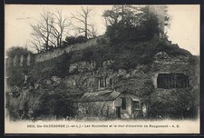 Old postcard Sainte-Radégonde, Les Rochettes and the wall of Rougemont 1928 