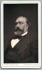 CDV 1875 Leon Gambetta, political personality. Antique Carjat Charcoal Photo