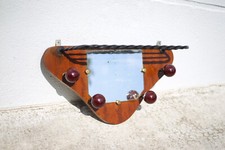 Wooden coat rack with wall mirror, vintage ball hook coat rack, iron f