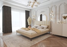 Lit Rembourré Moderne avec Cadre LUMI 160x200 cm, Sans Matelas