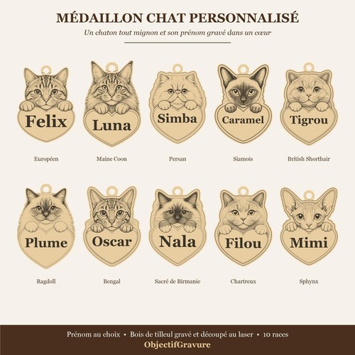 Médaillon chat personnalisé - chat,