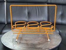 Rare Ancien panier à verre ORANGE  Années 70 + 6 Chopes de Collection MOBIL OIL