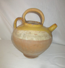 ANCIEN CRUCHE A EAU GARGOULETTE, CHEVRETTE TERRE CUITE VERNISSÉ-POTERIE DECO XIX