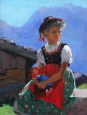 Tableau encadré belge portrait jeune fille Suisse Valaisanne Valais Yvonne REPER