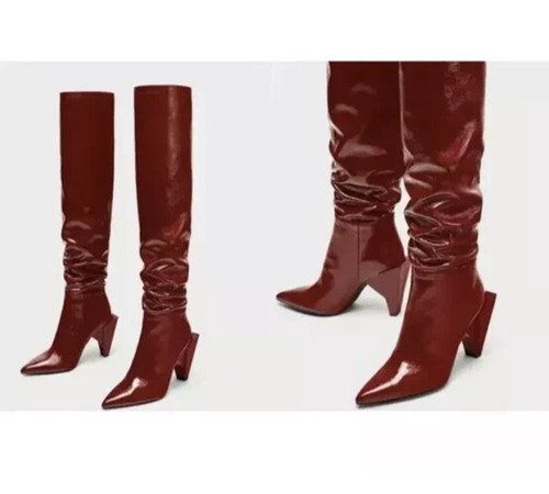 Red patent leather zara thigh