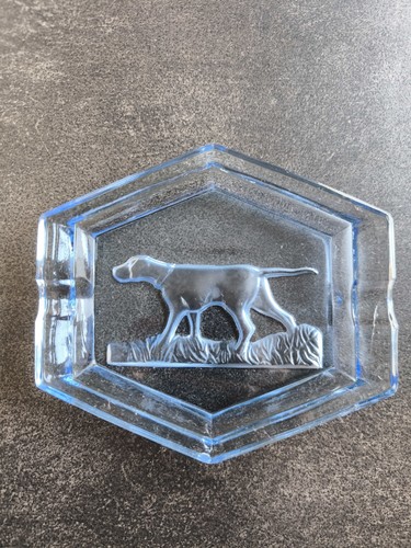 Cendrier verre bleu chien - verre,