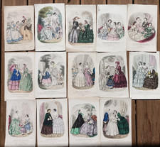 1850' 14 GRAVURES COULEURS MAGASIN CONSEILLER DES DEMOISELLES MODE