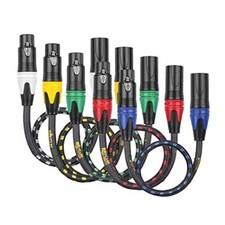 Clef Audio Labs XLR Male to XLR Female,Shell/5 Color Braided -1FT- 5PK