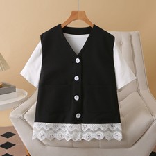 Gilet À Boutons En Dentelle