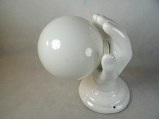 Ceramic Hand and Ball Globe White Glass Wall Sconce Lamp - Vintage