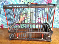 Ancienne cage à oiseau en bois et métal rectangulaire Napoléon III