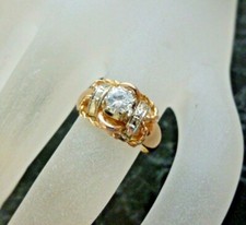  Bague ancienne or 18 K sertie