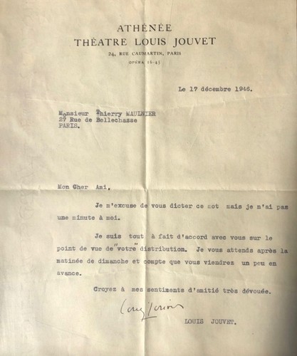 Louis jouvet lettre - -,