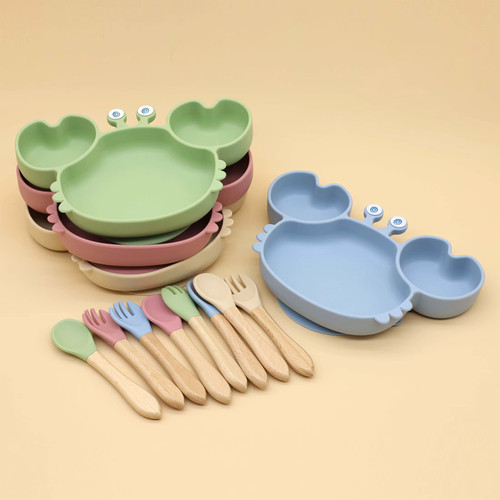 Assiette bébé silicone - bébé, crabe