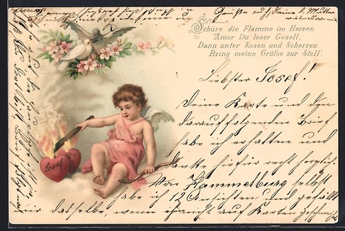 Carte postale amor enflamme - postale,