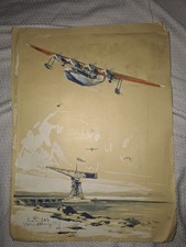 3 Dessins Paul Lengellé Aviation Aviateur Avion Pilote