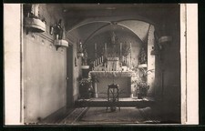 Old postcard Montigny-le-Gannelon, chapel, interior 
