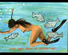 NATURISM / SCUBA DIVING among NATURISTS / humor period 1970