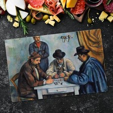 Cuisine planche a découpe en verre Les joueurs de cartes Paul Cézanne 80x52 cm