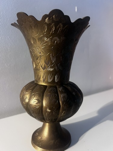 Vase laiton indien gravé - vase, en